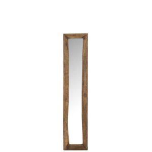 WALL MIRROR RECTANGLE WOOD BROWN SMALL