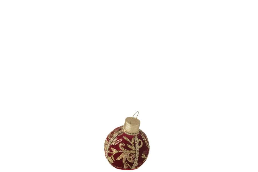 BAUBLE DECORATION PATTERNS POLYFOAM/TEXTILE RED/GOLD SMALL