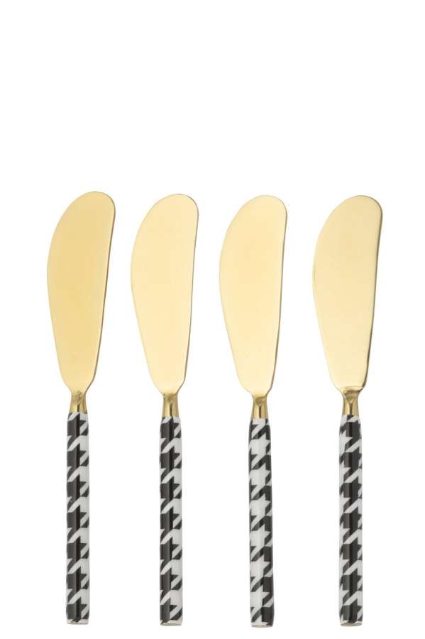 BOX OF 4 SPREADER PIED-DE-POULE STAINLESS STEEL GOLD COLORED