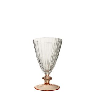 DRINKING GLASS STRIPED GLASS TRANSPARENT/SALMON PINK