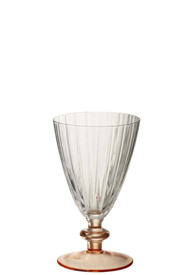 DRINKING GLASS STRIPED GLASS TRANSPARENT/SALMON PINK