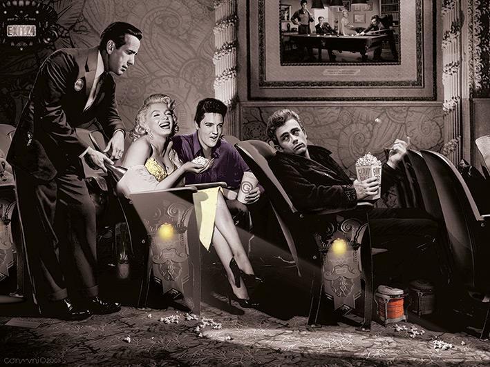 Elvis,Marilyn Monroe,James Dean , Canvas bilde- 60x80 cm