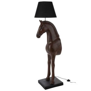 FLOOR LAMP HORSE FRONT POLYRESIN DARK BROWN