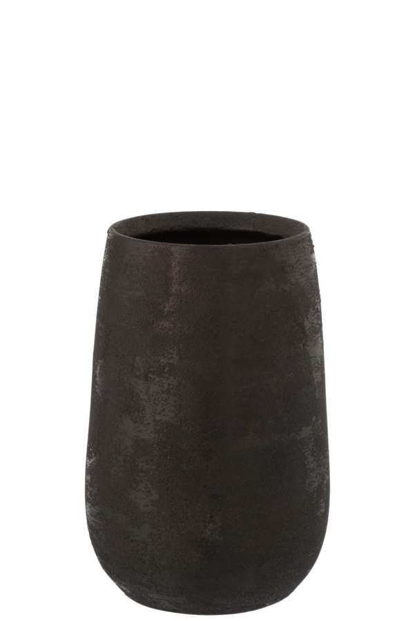 VASE IRREGULAR ROUGH CERAMIC BLACK SMALL