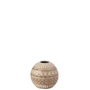 VASE BALL ETHNIC PORCELAIN BEIGE S