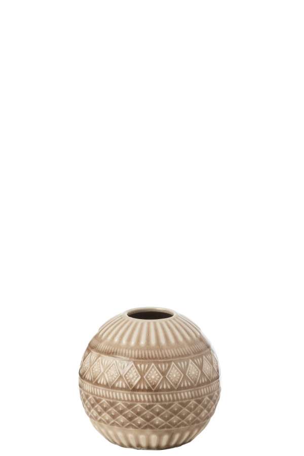 VASE BALL ETHNIC PORCELAIN BEIGE S