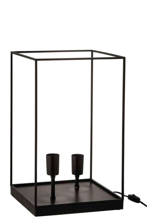 LAMP 2 LAMPS RECTANGULAR FRAME METAL BLACK LARGE