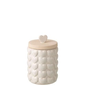 STORAGE JAR HEARTS STONEWARE ECRU