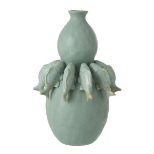 VASE FISH CERAMIC GREEN LARGE
