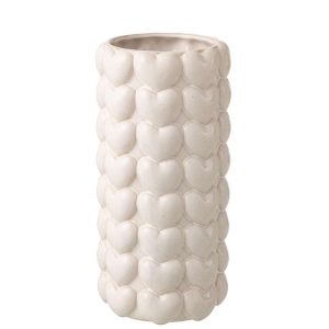 VASE HEARTS STONEWARE ECRU EXTRA LARGE
