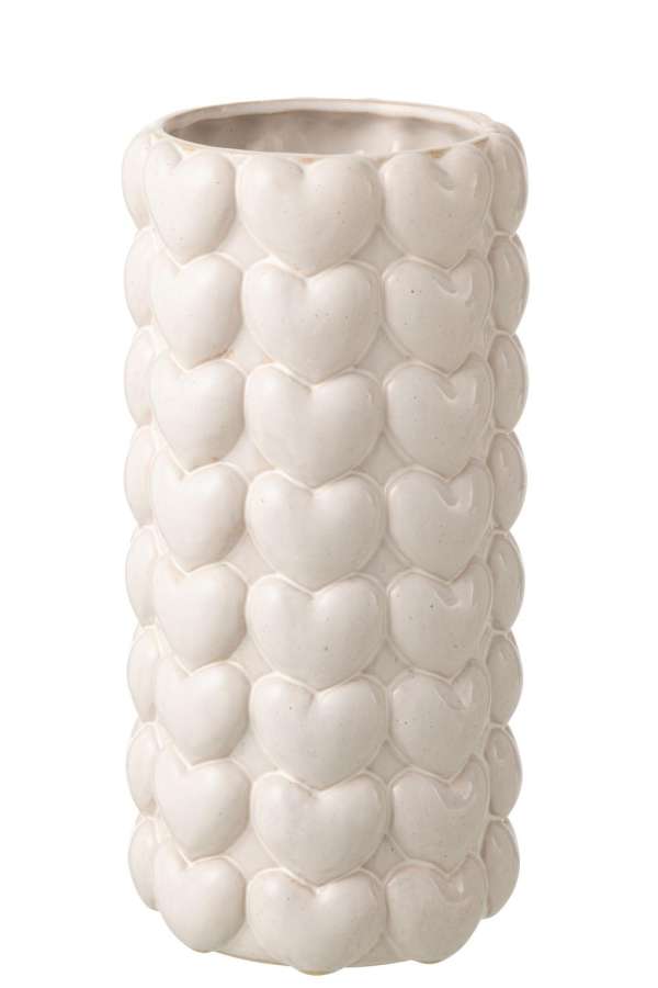 VASE HEARTS STONEWARE ECRU EXTRA LARGE
