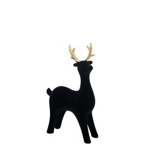 REINDEER VELVET POLYRESIN BLACK LARGE