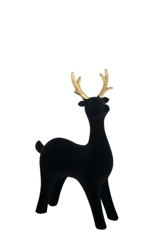 REINDEER VELVET POLYRESIN BLACK LARGE