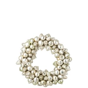 WREATH CHRISTMAS BAUBLE GLASS SILVER COLORED