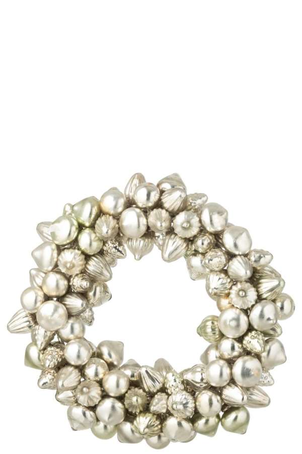 WREATH CHRISTMAS BAUBLE GLASS SILVER COLORED