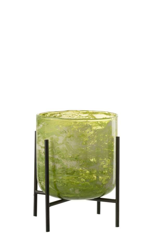 HURRICANE STAND GLASS/IRON MARBLE GREEN MEDIUM