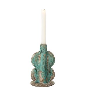 VASE/CANDLEHOLDER NAGA CERAMIC  AZUR/BROWN