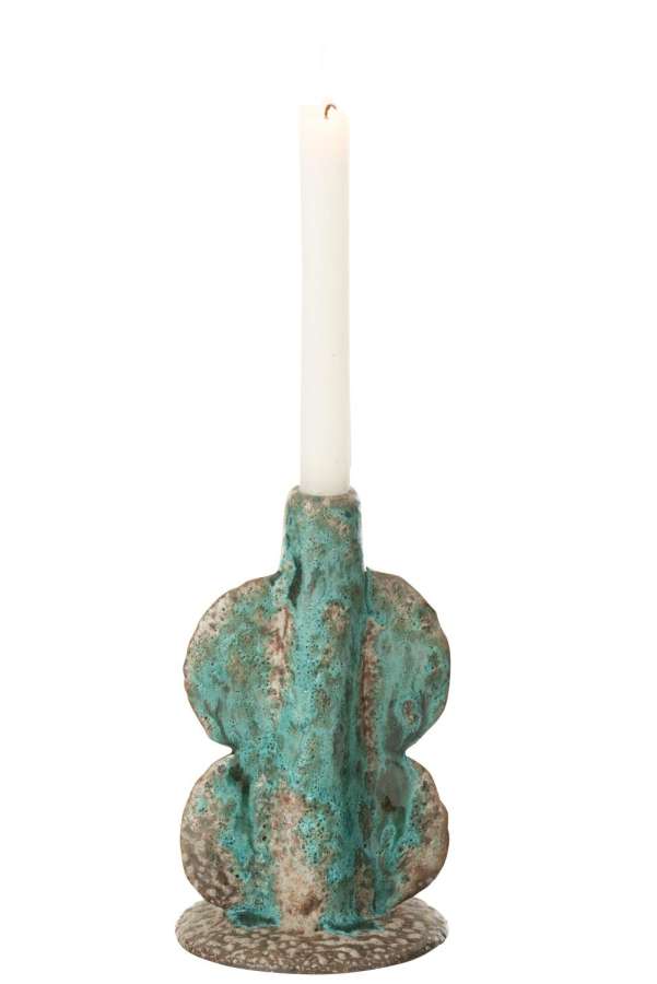 VASE/CANDLEHOLDER NAGA CERAMIC  AZUR/BROWN