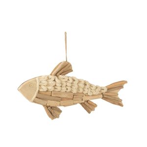 HANGER FISH WOOD NATURAL LARGE