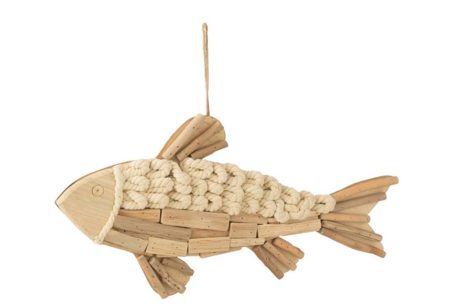 HANGER FISH WOOD NATURAL LARGE
