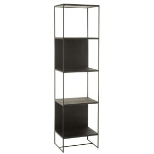 SHELF SLIM TEAK WOOD/METAL BLACK