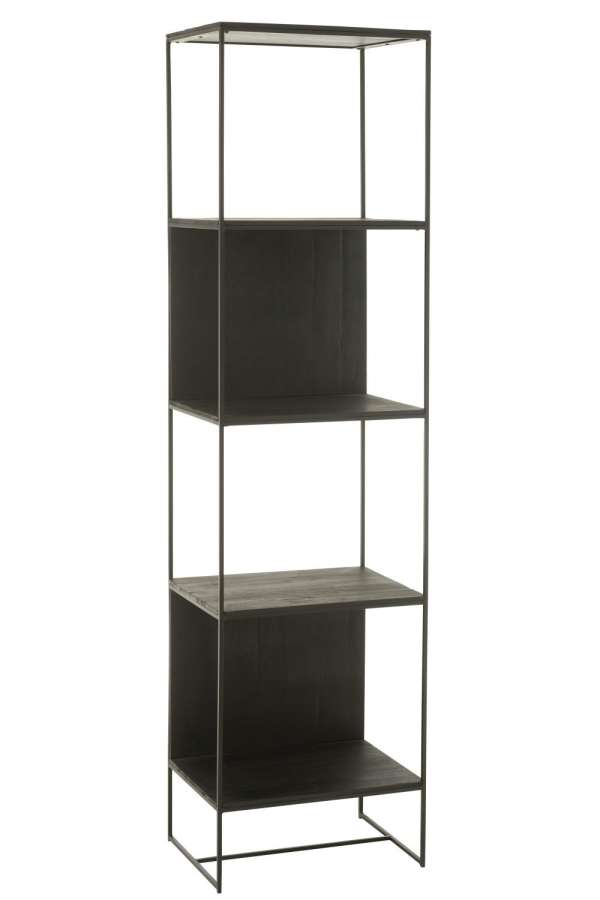 SHELF SLIM TEAK WOOD/METAL BLACK