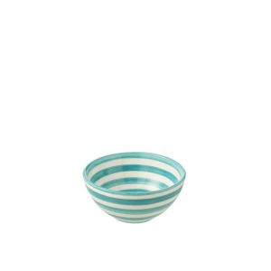 BOWL GRANADA STRIPES HIGH CERAMIC WHITE/AQUA SMALL