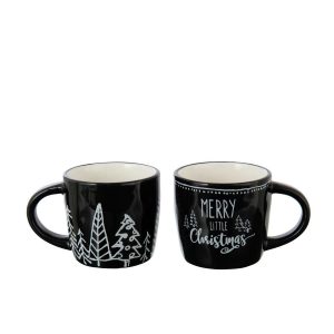 MUG CHRISTMAS DOLOMITE BLACK/WHITE ASSORTMENT OF 2
