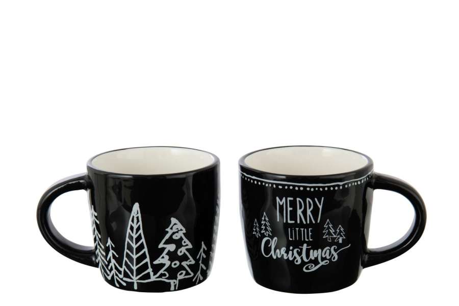 MUG CHRISTMAS DOLOMITE BLACK/WHITE ASSORTMENT OF 2