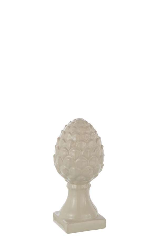 PINECONE ON BASE SHINY PORCELAIN BEIGE SMALL