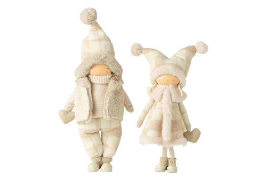 BOY+GIRL WINTER HEART RESIN BEIGE LARGE ASSORTMENT OF 2