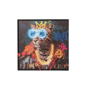 PAINTING LED MONKEY SQUARE CANVAS MULTICOLORED