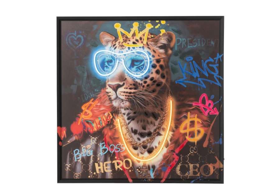 PAINTING LED MONKEY SQUARE CANVAS MULTICOLORED