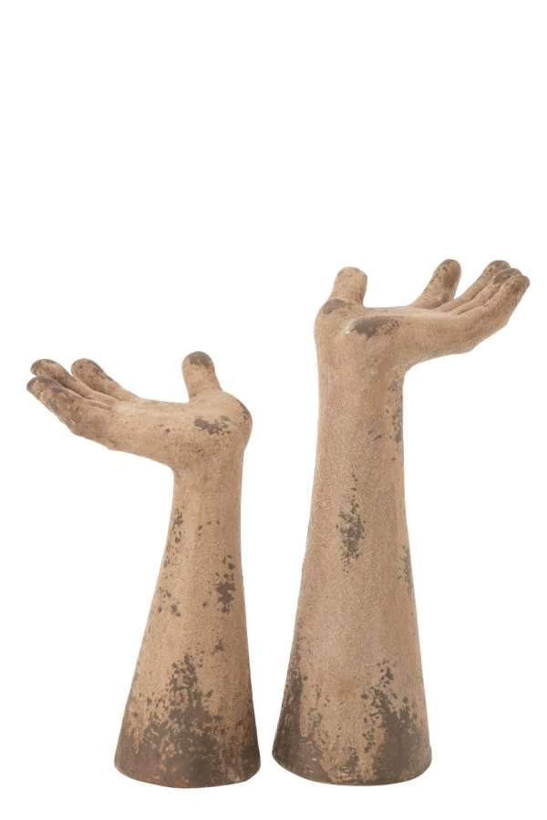 SET OF 2 HANDS ANTIQUE OUTDOOR MAGNESIUM BEIGE