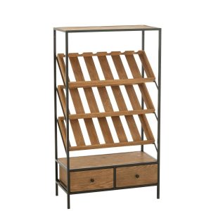 BAR CABINET WINE VENEER NATURAL/BLACK MEDIUM
