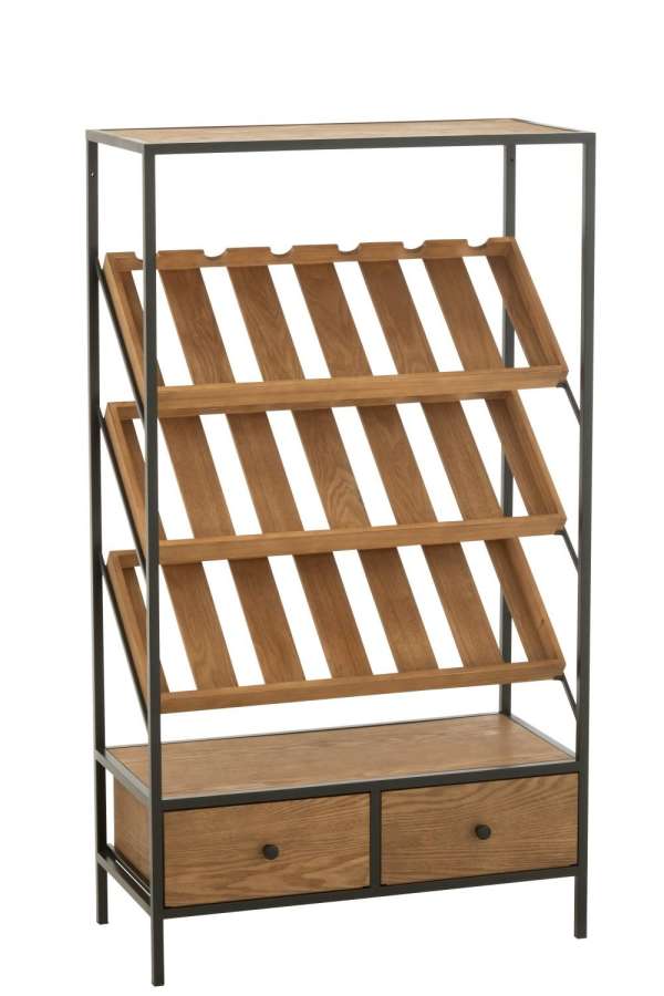 BAR CABINET WINE VENEER NATURAL/BLACK MEDIUM