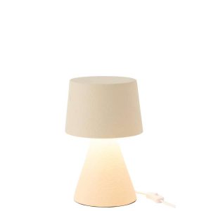TABLE LAMP SMALL SHADE STONEWARE BEIGE