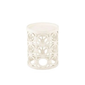 SIDE TABLE CARVING FIR WOOD/MDF WHITE