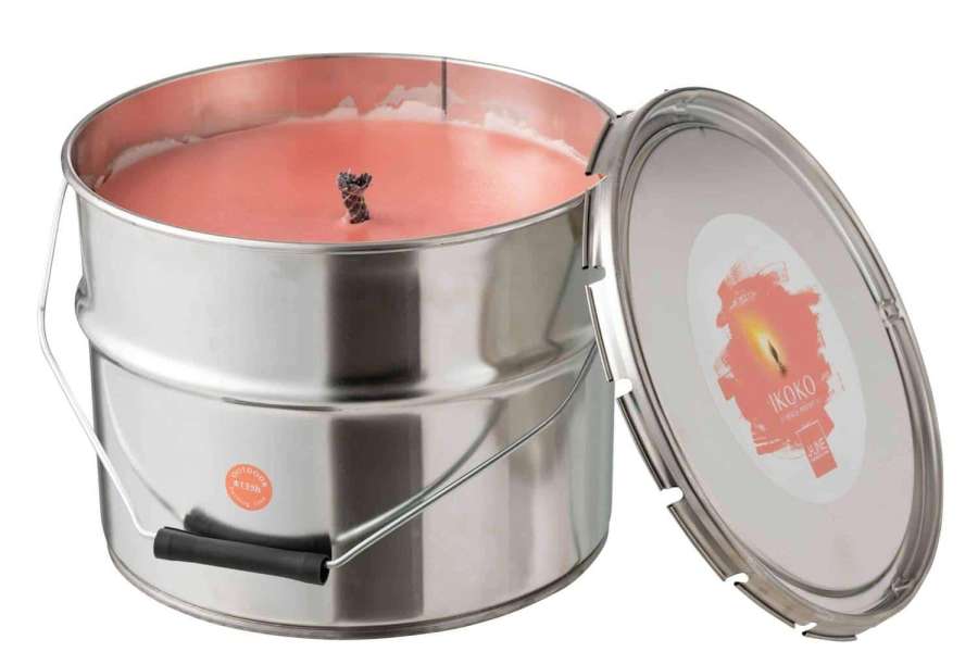 OUTDOORS CANDLE PAINT IKOKO POT METAL/WAX APRICOT LARGE 135H