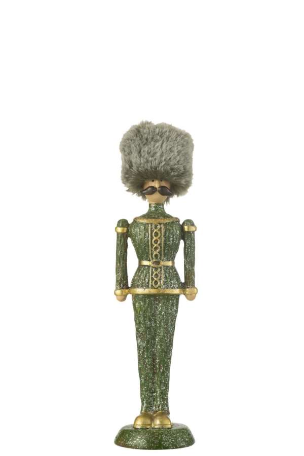 NUTCRACKER FUR HAT GLITTER RESIN GREEN MEDIUM