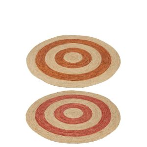 RUG ROUND CIRCLES CORN HUSK ORANGE/RED LARGE ASSORTMENT OF 2