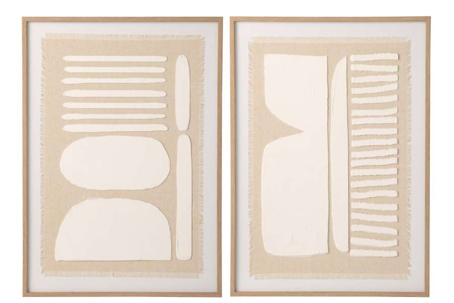 WALL DECORATION ABSTRACT CANVAS NATURAL/WHITE ASSORTMENT OF 2