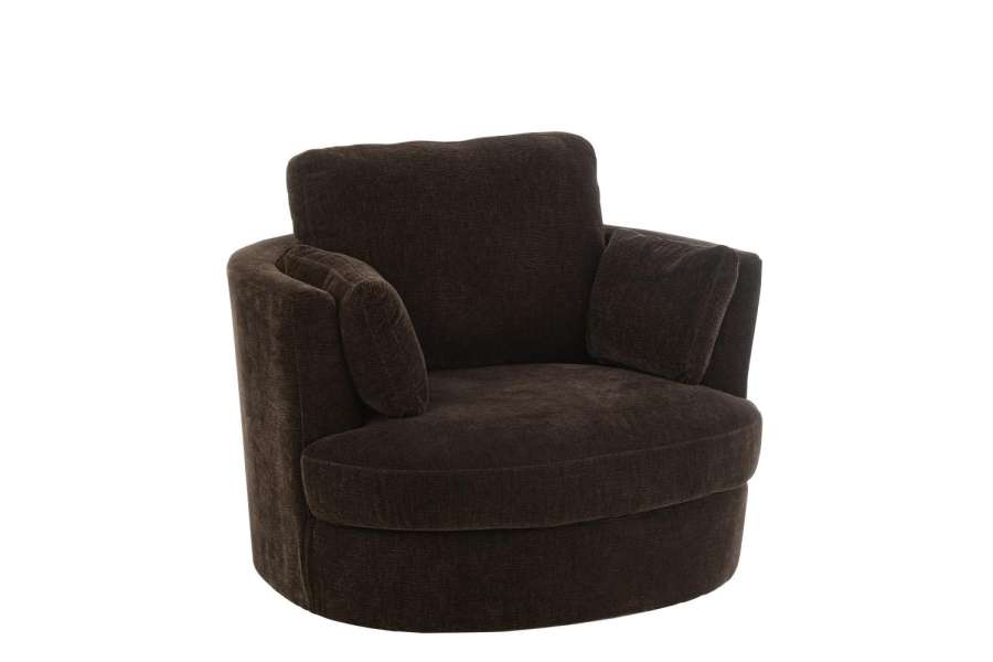 CHAIR SWIVEL POPLAR WOOD/FOAM DARK BROWN