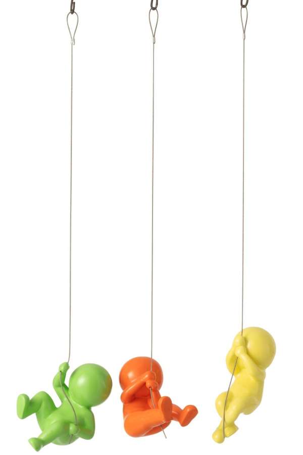 FIGURINE MARCEL HANGING RESIN MULTICOLORED ASSORTMENT OF 3