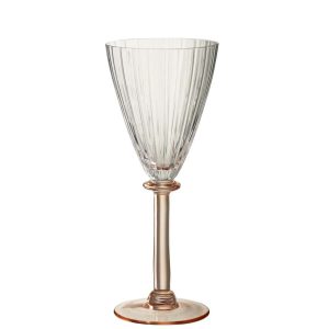 WINE GLASS STRIPED GLASS TRANSPARENT/SALMON PINK