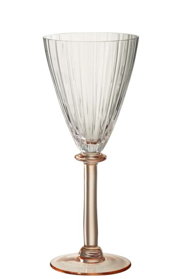 WINE GLASS STRIPED GLASS TRANSPARENT/SALMON PINK