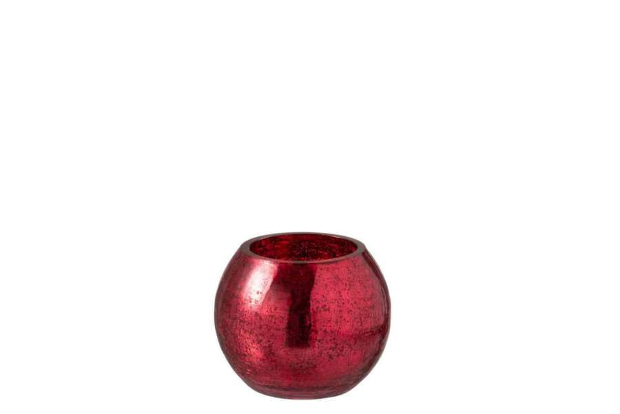 HURRICANE BALL CRACKLE GLASS SHINY RED SMALL