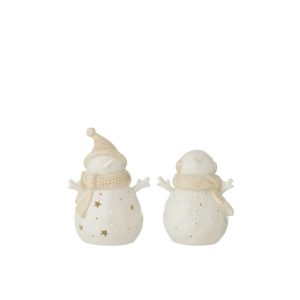 SNOWMAN LED STARS CLAY WHITE/BEIGE SMALL ASSORTMENT OF 2