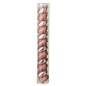 BOX OF 12 HANGER  HEART GLASS LIGHT PINK