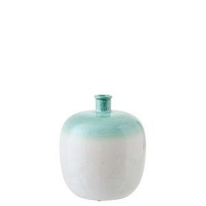 VASE CERAMIC MINT GREEN/WHITE